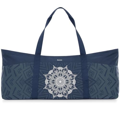 Image of Gonex Yoga Mat Bag, Extra Large Canvas Gym Bag with Waterproof Pocket Metal Zipper, Fits Mat & Blocks, Stylish Yoga Mat Carrier for Women, Ideal for Yoga, Pilates, Workout, Travel, Blue