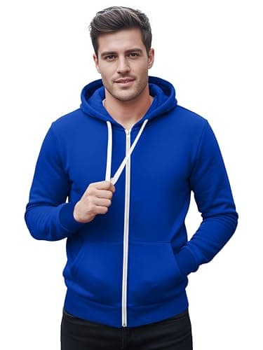Image of Love My Fashions® Men Athletic Zip-up Workout Hoodie Full Sleeve Pullover Sports Hoody with Pockets Available in Plus Sizes Royal Blue