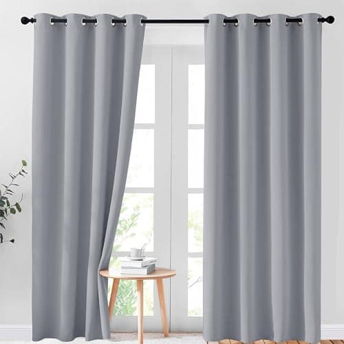 Image of AR Ware Silver Blackout Curtains - 2 Panels Drapes Eyelet Thermal Curtains for Living Room and Bedroom - Energy Saving - Soundproof lightweight curtains (46 x 72 inches)
