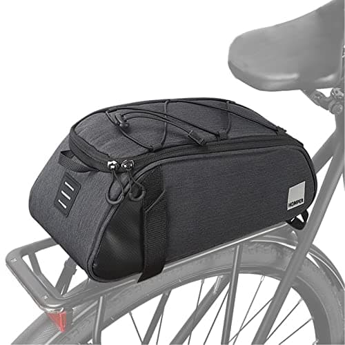 Image of HOMPER Cycle Saddle Rear Rack Pannier Bike Bag, 7L Bike Pannier Bag with Shoulder Strap, Black