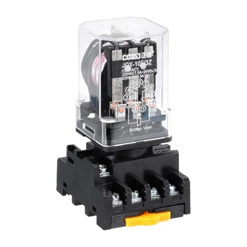 Image of sourcing map DPDT Electromagnetic Power Relay, AC 24V Coil 10A 11 Pin MK2P-I Small Relay with Plug-in Terminal Socket Base 3NC 3NO JQX-10F/3Z