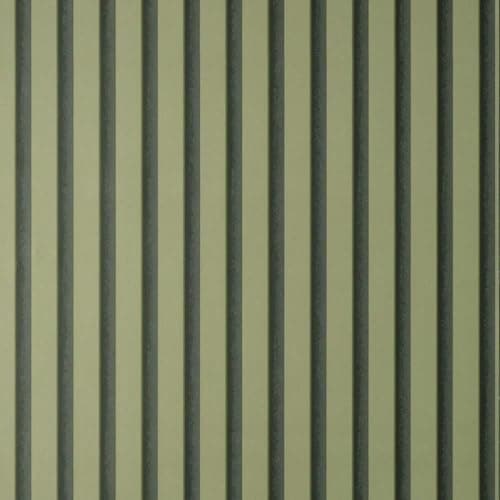 Image of Acoustic Wood Panels Sage Green Wallpaper - Modern Contemporary Stylish Trendy - Bedroom Living Room Feature Wall