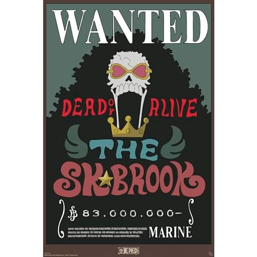 Image of GB eye One Piece Wanted Brook 61 x 91.5cm / 24.2 x 35.8 inches Maxi Poster - Shipped Rolled - Art Poster - Wall Posters - Posters & Prints