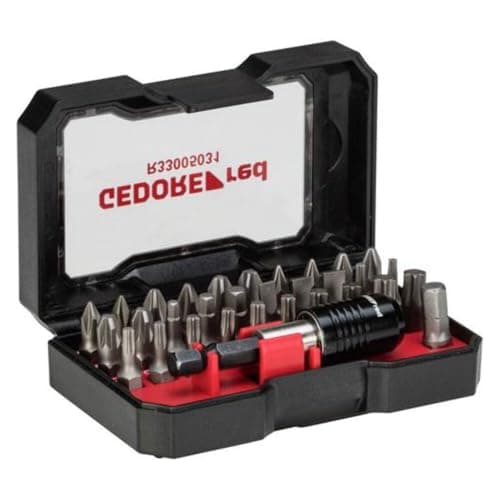 Image of Gedore Red 1/4 Inch 32-Piece Hexagonal Bit Box with Magnetic Bit Lock and External Hex Drive