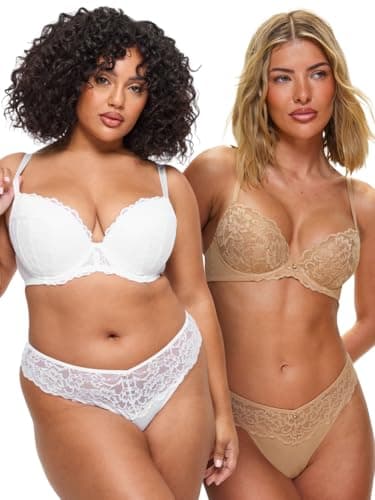 Image of Ann Summers Bridal Sexy Lace Padded Plunge 2pp White & Nude