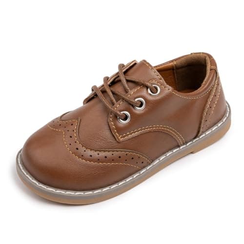 Image of CENCIRILY Toddler Boys Girls Oxford Shoes Lace-up Non-Slip Texture Sole Loafer Flats Little Kid Classic School Uniform Shoe