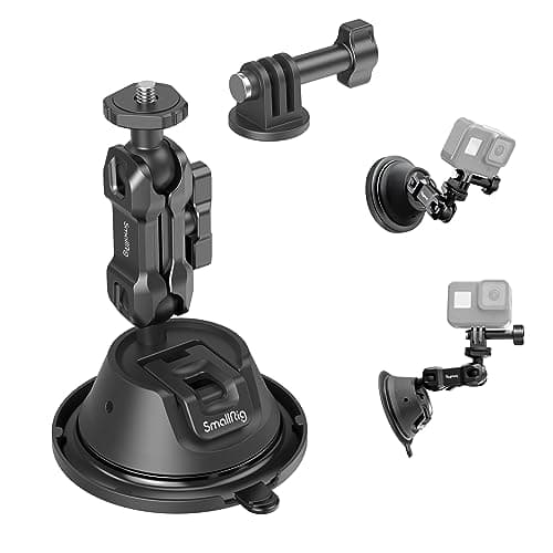 Image of SMALLRIG Double-Layer Suction Cup Mount for GoPro Hero 11/10 / 9, for DJI Osmo Action/Procket, for Insta360 X3, Double Ball Head Support 360° Rotation, Mount on Car Windshield/Window SC-1K - 4193