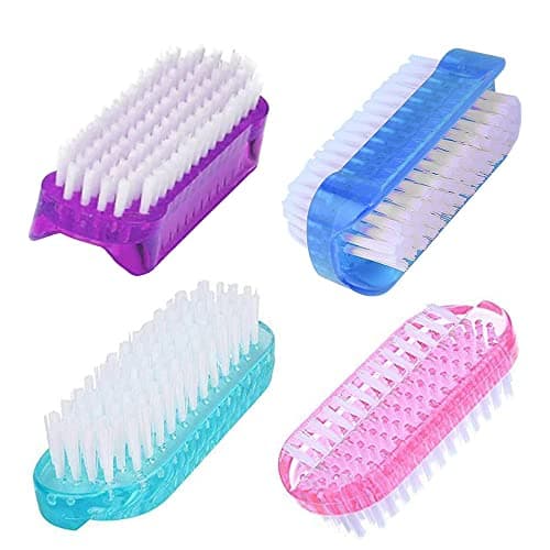 Image of 4 Pcs Double Sided Nail Brush for Every Day Use - 2 different kinds of Nail Brushes with Plastic Handle For Cleaning Nails - Easy to Use Brushes - Nail Cleaning Scrubbing Brush for Hands Feet Nails