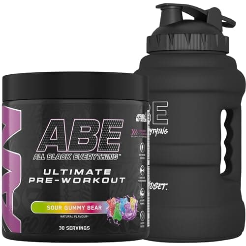 Image of Applied Nutrition Bundle ABE Pre Workout 375g + JUG 2.5 LT Matt Black | All Black Everything Pre Workout Powder, Energy & Physical Performance with Creatine, Beta Alanine (Sour Gummy Bear)