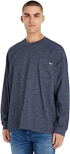 Image of Tommy Jeans Men's Sweatshirt Relaxed Waffle without Hood, Blue (Twilight Navy), S