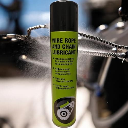 Image of WIRE ROPE AND CHAIN LUBE SPRAY 400ML X 1 CAN, HIGH GRIP SPRAY FOR CHAINS CABLES AND OPEN GEARING