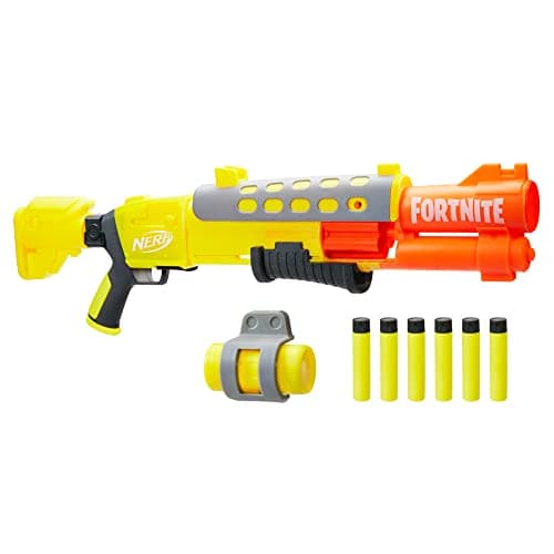 Image of Nerf Fortnite Legendary TAC Blaster, Yellow Glow Wrap Design, 6-Dart Mega Drum, 6 Nerf AccuStrike Mega Darts, Multicolor, One Size
