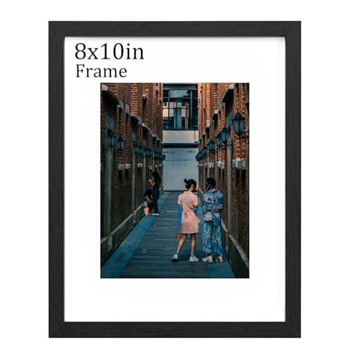 Image of MEGAROOM 8 x 10 Wood Picture Frame - Photo Frame for 20 x 25 cm (8 x 10 inch) Print - Picture Frame with Clear Perspex Front - Wall Mounting to Hang Portrait or Landscape (Black)