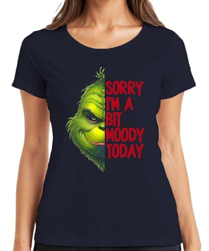 Image of Sorry I'm a bit Moody Today Grinch Funny Ladies T-Shirt, navy, XL