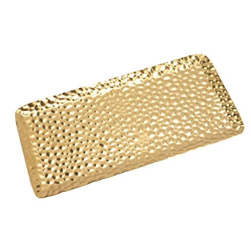 Image of Oval Stainless Steel Tray Towel Storage Dish Plate Tea Fruit Trays Cosmetics Jewelry Plate Used in Bedroom Bathroom (Gold)