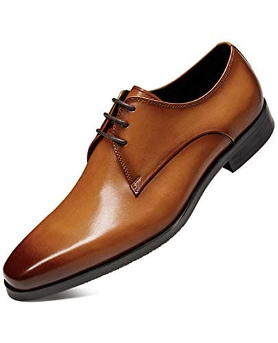 Image of FRASOICUS Men's Dress Shoes Genuine Leather Lace Up Classic Oxford Office Shoes for Men brown Size: 7 UK
