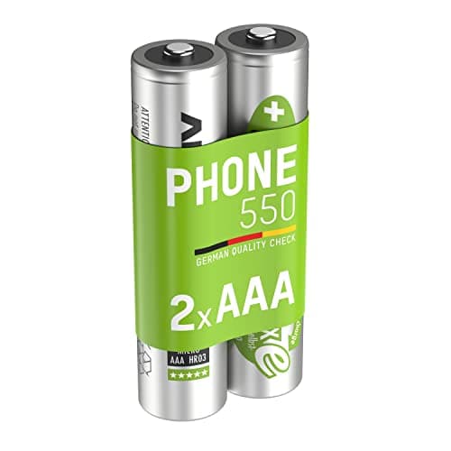 Image of Ansmann AAA DECT Phone Batteries [Pack of 2] Long Lasting Low Self Discharge Rechargeable AAA Type 550 mAh NiMH MaxE Pro Battery For DECT Cordless / Portable Phones