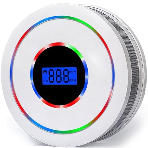 Image of Smoke & Carbon Monoxide Alarm with Digital LCD Display, Combination Smoke Alarm and Carbon Monoxide Detector Replaceable Battery Smoke and CO Alarm for Your Home, Garage, Office