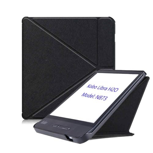 Image of jiajieCase Case for 7-inch Kobo Libra H20 premium PU leather protective case with automatic sleep function for Kobo Libra H2O protective case (Black)