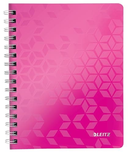 Image of Leitz A5 Flexible Cover Notebook, Pink (Wire Bound, 80 Sheets, Squared Paper, 90 gsm Ivory Paper, Wow Range), Pack of 1
