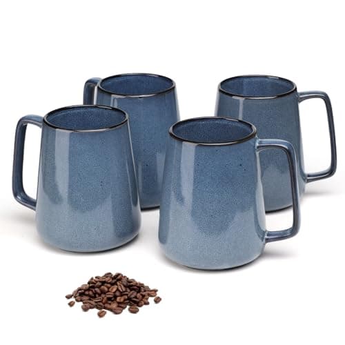 Image of Ximoryn Set of 4 700ML Large Blue Ceramic Coffee Mugs with Big Handles - Extra Jumbo Tea Cup Mug for Office and Home, Gift and Present