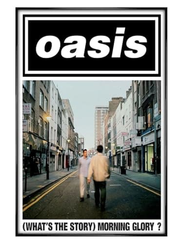 Image of Grindstore Oasis (What's The Story Morning Glory) Maxi Poster - Black Gloss Framed - Framed Poster Print, Wall Decor/Art, Home Gift Idea, For Living Room, Bedroom, Home or Office Display