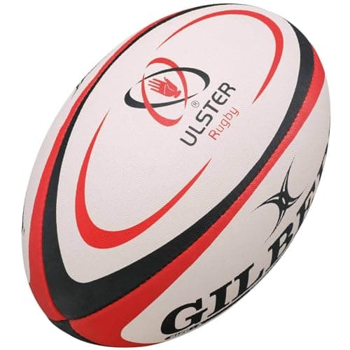 Image of Gilbert Ulster Rugby Replica Ball, Size 5, Red & Black, Red & Black, Size 5