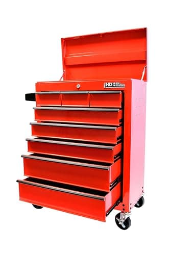 Image of Hilka Tools G301T8BBS Heavy Duty 8 Drawer Trolley with Lid Storage Bbs - Red 33v x 67.8 x76.6
