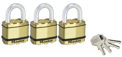 Image of Master Lock M5BURTRI Excell 50mm Brass Finish Laminated Padlocks Keyed Alike (Pack of 3)