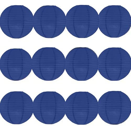 Image of A Liittle Tree 12 PCs Round Paper Lanterns Wedding Party Christmas New Year (Navy Blue, 12")