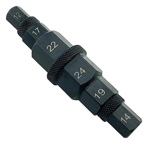 Image of Giyofom Hex Axle Tool for Motorcycle Accessories Front Axle Wheel 12 14 17 19 22 24mm 6 in 1 Motorcycle Spindle Socket Adapter Tool 3/8 Inch