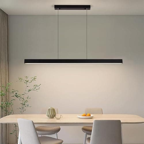 Image of Rravdst Modern Linear LED Pendant Light 80CM, Dining Pendant Light, Kitchen Over Island Lights 10% to 100% Dimmable Pool Table Lighting 3000K/4500K/6500K for Office