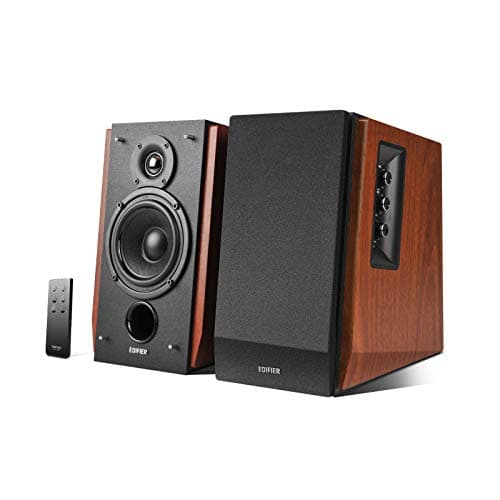 Image of Edifier R1700BT Bluetooth Bookshelf Speakers - Active Near-field Studio Monitors - Powered Speakers 2.0 Setup Wooden Enclosure - 66W RMS, Brown