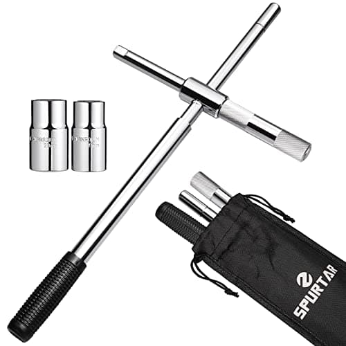 Image of Spurtar 25" Wheel Brace Nut Wrench, Extended Car Wheel Wrench, 4 Way Locking Tire Nut Removal Tool with 17mm / 19mm and 21mm / 23mm Sockets