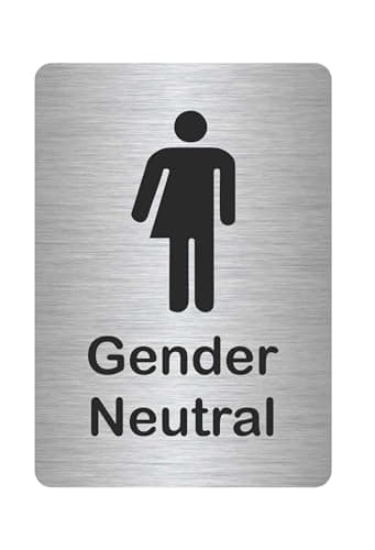 Image of Customcard Ltd Gender Neutral toilet, changing room sign–high quality, brushed silver finish with tape on the back