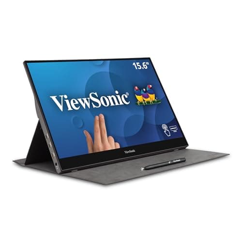 Image of ViewSonic TD1655 16-inch Full HD Portable Touch Monitor with 2 Way Powered 60W USB C, Eye Care, Dual Speakers, Frameless Design with Protective Magnetic Cover