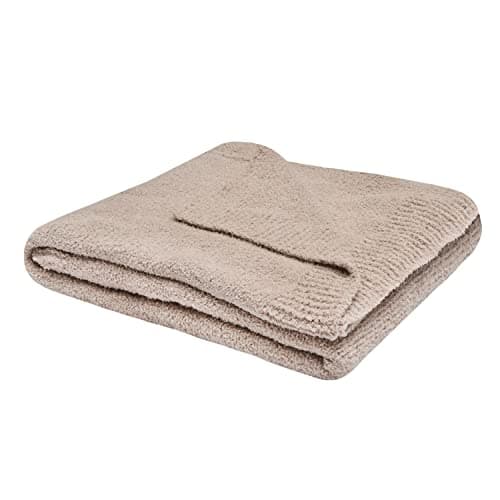 Image of Sleepdown Boucle Chenille Throw Soft Touch Fluffy Fleece Over Sofa Bed Couch Warm Cosy Luxury Blanket Bedspread - Natural - 130cm x 150cm