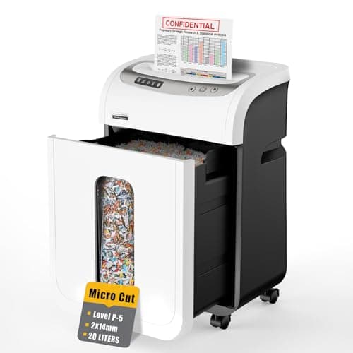 Image of Vidateco Micro Cut Paper Shredder, 9-Sheet Heavy Duty Paper Shredder Shreds Paper/Card/Staple for Home Office Use, P-5 Security Level Jam Proof System 20L Pullout Basket