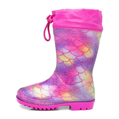 Image of Shoe Zone - Girls Multi Rainbow Mermaid Glitter Welly - Size 13 Child UK - Multicolour