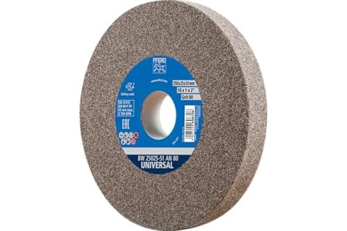 Image of PFERD 61772 Bench Grinding Wheel, Aluminum Oxide, 10" Diameter, 1" Thick, 1-1/4" Arbor Hole, 80 Grit, 2485 Maximum RPM