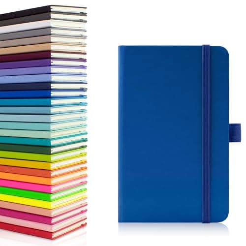 Image of Notes London Eco A6 Notebook with Lined Pages, Pen Loop, Ribbon, Date Marks and Paper Pocket, Pocket Hardback Journal, Note, sustainably sourced paper (Blue)