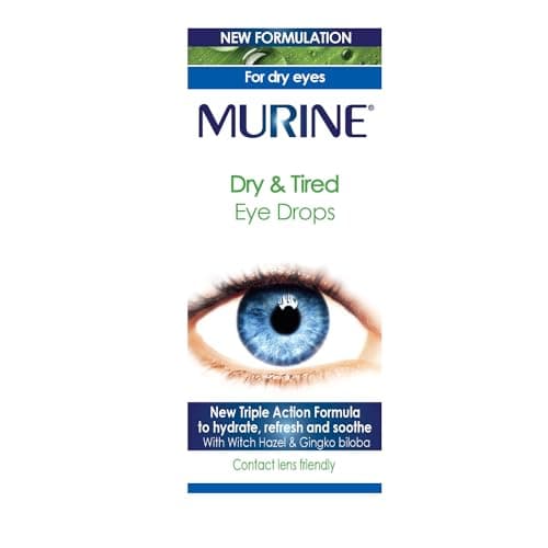 Image of Murine Dry & Tired Eye Relief Eye Drops with a Triple Action Formula That Hydrate, Refresh and Relieve Dry or Tired Eyes, New Formulation,15ml
