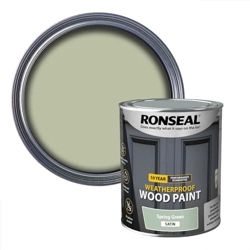 Image of Ronseal 10 Year Weatherproof 2-in-1 Wood Paint Spring Green Satin 750ml