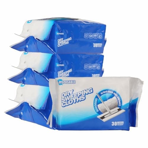 Image of JEBBLAS Dry Sweeping Cloths,Dry Floor Wipes,Disposable Cloths,Clean and Away Dry Dusting Mop Cloths,Electrostatic Cloths for Flat Swivel Mop 30cm x 22cm,Pack of 120