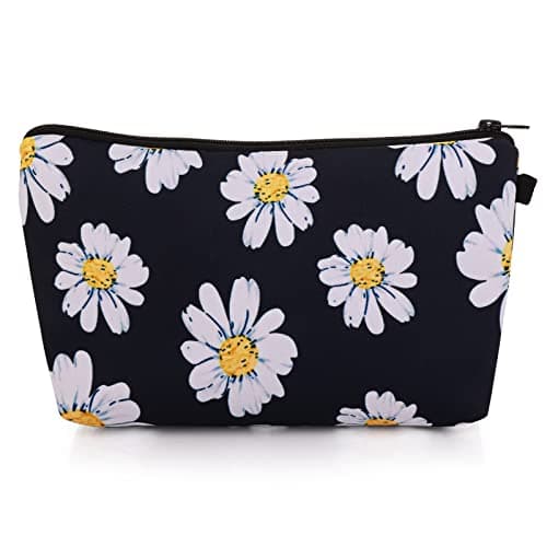 Image of Sibba Canvas Cosmetic Bag Handbag Small Pouch Purse Case Toiletry Organizer Storage Beauty Makeup Travel Accessory(Black Sunflower)
