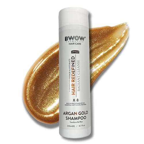 Image of Moroccan Oil Argan Gold Shampoo for Rich Softness, Natural Shine & Frizz Control Keratin Safe No SLS SLES Deep Repair, Hydration, Nourishing Haircare for Curly, Dry, Damaged & Coloured Hair 250ml