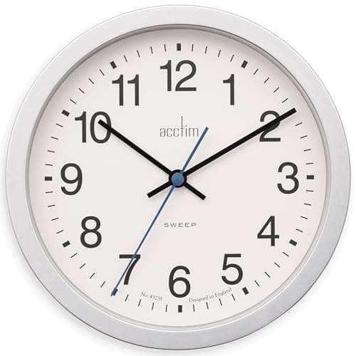 Image of Acctim Bromham Non Ticking Sweep Seconds Hand Wall Clock 20cm Diameter (Silver)