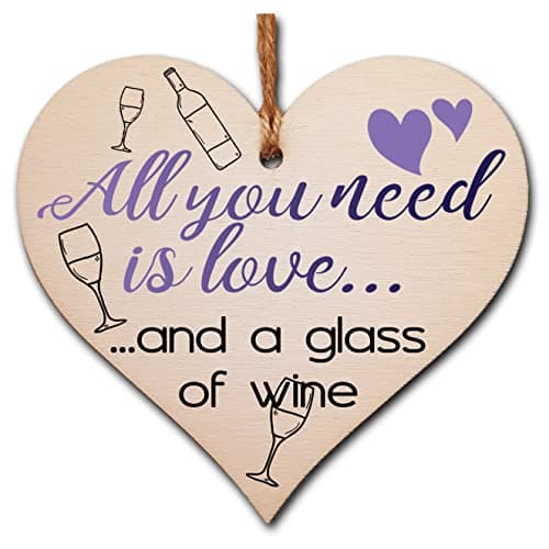 Image of Handmade Wooden Hanging Heart Plaque Gift for Wine Lovers Novelty Funny Keepsake