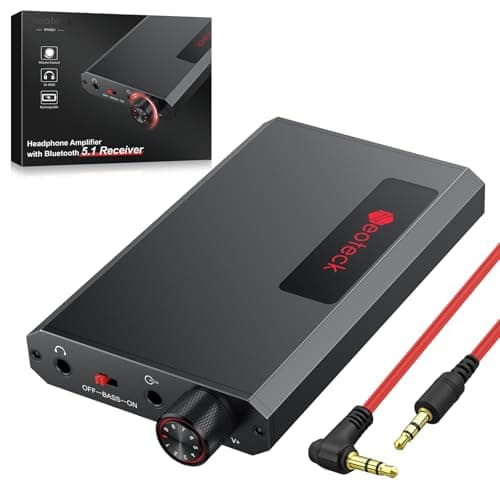 Image of Neoteck Portable Headphone Amplifier with Bluetooth 5.1 Receiver, 16-300Ω Headphones Compatibility, Bass Boost Headphone Amp for MP3 MP4 Phones and Computers