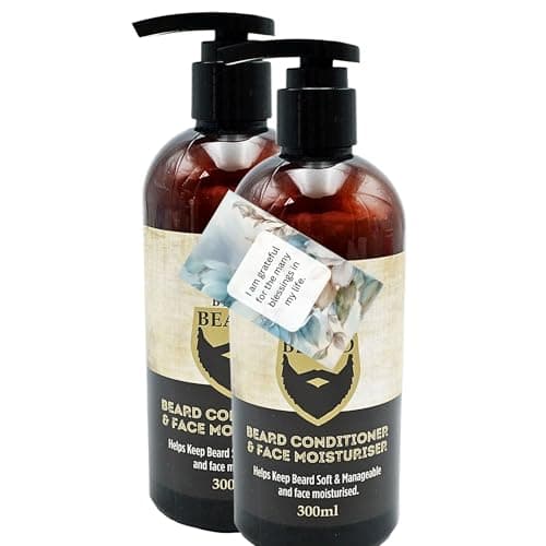 Image of Beard Grooming Bundle with Face Moisturising Beard Conditioner for Soft & Manageable Beard Hair 300ml (2 Pack) - By Oerich Gift